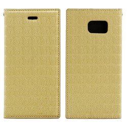 Samsung Galaxy S6 Slim Wave Magnetic Flip Leather Wallet Case (Gold)